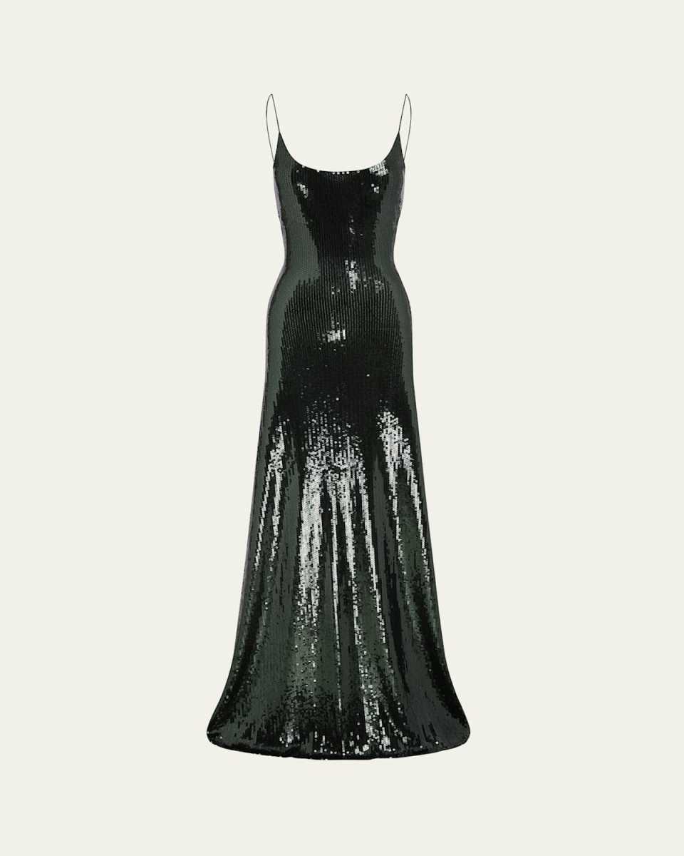 Singlet Backless Mesh Sequined Gown